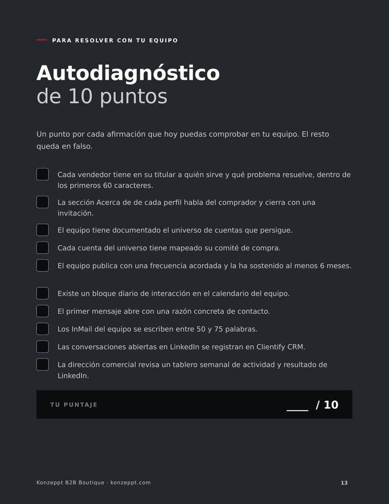 Página del autodiagnóstico de 10 puntos